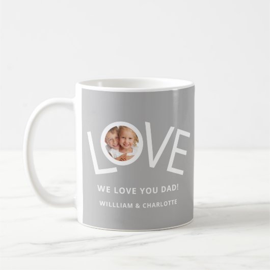 Custom We Liebe You Vater Foto Grau Kaffeetasse (Links)