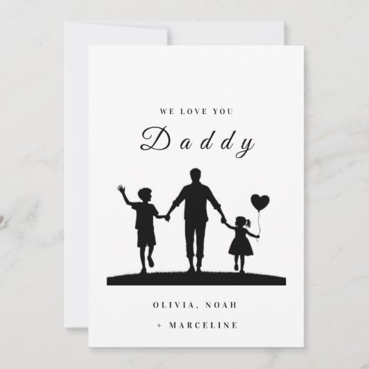 Custom “We Love You Daddy” Silhouette Art Save The Date (Vorderseite)