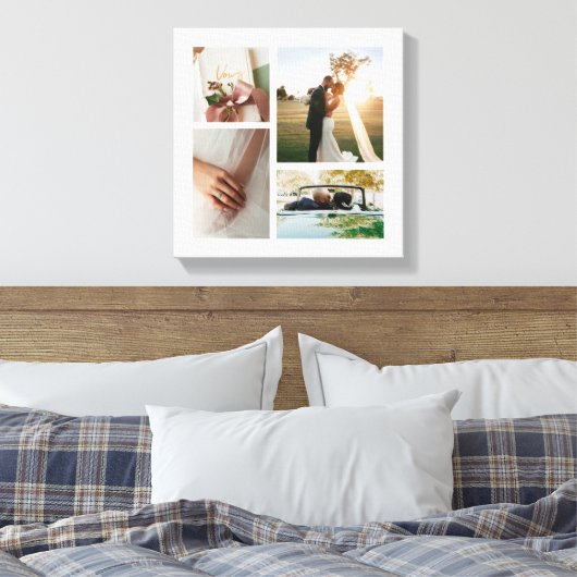 Custom Wedding 4 Foto Collage Leinwanddruck (Insitu (Schlafzimmer))