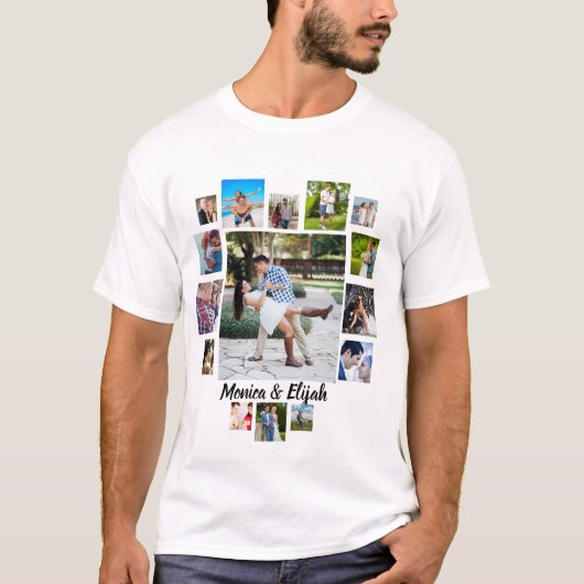 Custom Wedding Anniversary 15 Foto Collage T-Shirt (Vorderseite)