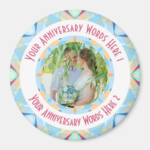 Custom Wedding Anniversary Blue Foto Gruß Magnet