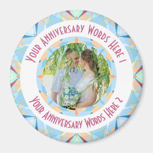 Custom Wedding Anniversary Blue Foto Gruß Magnet (Vorne)