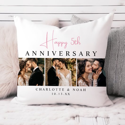 Custom Wedding Anniversary Foto Collage Kissen