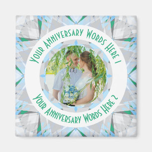 Custom Wedding Anniversary Gray Foto Gruß Magnet