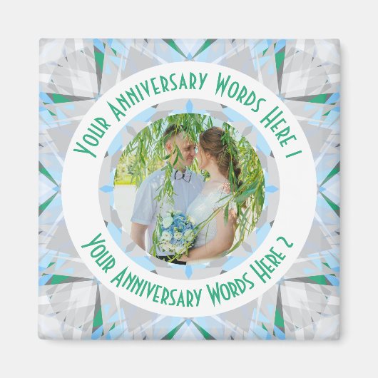 Custom Wedding Anniversary Gray Foto Gruß Magnet (Vorne)