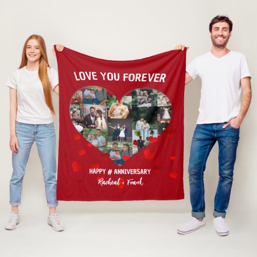 Custom Wedding Anniversary Heart Foto Collage Fleecedecke (Beispiel)