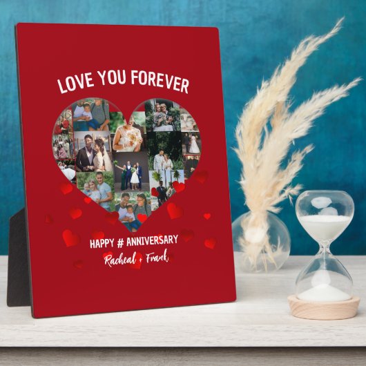 Custom Wedding Anniversary Heart Foto Collage Fotoplatte (Seite)