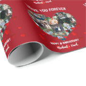 Custom Wedding Anniversary Heart Foto Collage Geschenkpapier (Rolleneckpunkt)