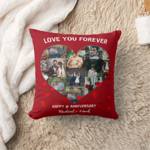 Custom Wedding Anniversary Heart Foto Collage Kissen