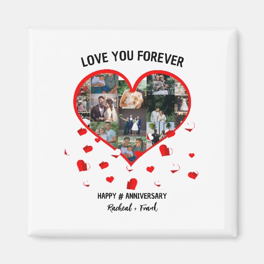 Custom Wedding Anniversary Heart Foto Collage Magnet (Vorne)