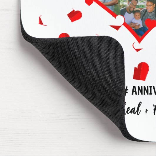 Custom Wedding Anniversary Heart Foto Collage Mousepad (Ecke)