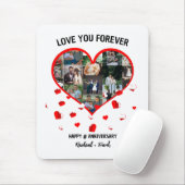 Custom Wedding Anniversary Heart Foto Collage Mousepad (Mit Mouse)