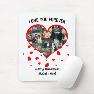 Custom Wedding Anniversary Heart Foto Collage Mousepad