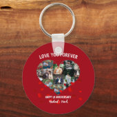 Custom Wedding Anniversary Heart Foto Collage Schlüsselanhänger (Vorderseite)