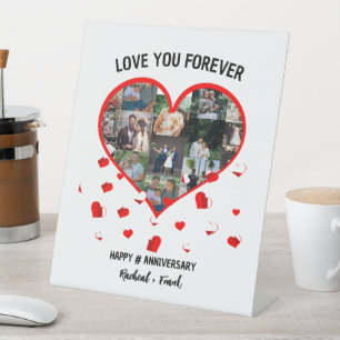 Custom Wedding Anniversary Heart Foto Collage Sockelschild