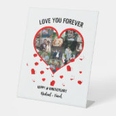 Custom Wedding Anniversary Heart Foto Collage Sockelschild (Vorderseite)