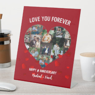 Custom Wedding Anniversary Heart Foto Collage Sockelschild