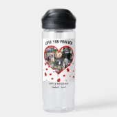 Custom Wedding Anniversary Heart Foto Collage Trinkflasche (Rückseite)