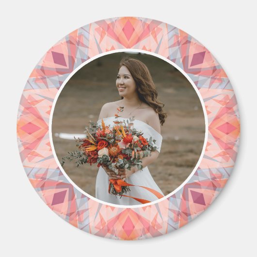 Custom Wedding Anniversary Pink Peach Star Photo Magnet (Vorne)