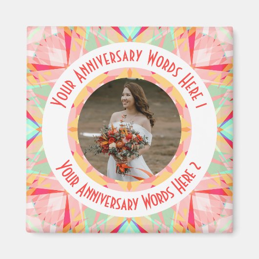 Custom Wedding Anniversary Rosa Foto Gruß Magnet (Vorne)