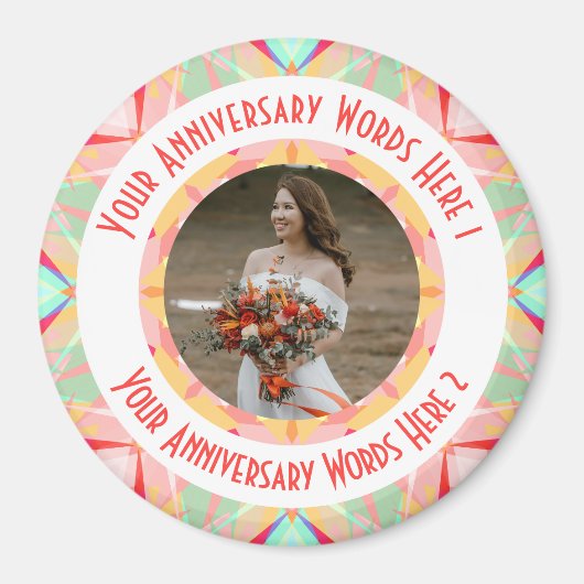 Custom Wedding Anniversary Rosa Foto Gruß Magnet (Vorne)