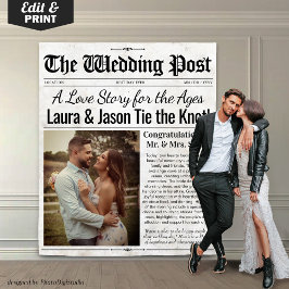 Custom Wedding Backdrop Foto Hochzeitung Zeitung Wandteppich