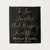 Custom Wedding Backend Black Gold Prop Empfang Wandteppich (Vorderseite)