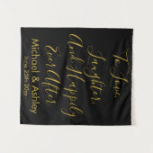 Custom Wedding Backend Black Gold Prop Empfang Wandteppich (Vorderseite (Horizontal))