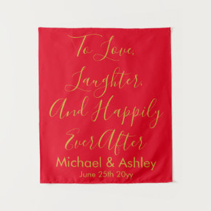 Custom Wedding Background Red & Gold Prop Empfang Wandteppich