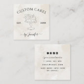 Custom Wedding & Birthday Cake Design Marmor EST S Quadratische Visitenkarte (Vorne/Hinten)
