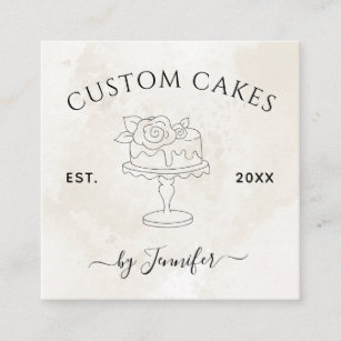 Custom Wedding & Birthday Cake Design Marmor EST S Quadratische Visitenkarte