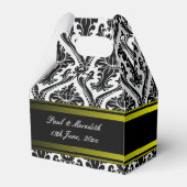 Custom Wedding Black Damask Gable Favor Box Geschenkschachtel (Rückseite)