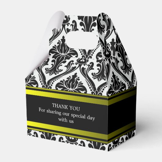 Custom Wedding Black Damask Gable Favor Box Geschenkschachtel (Vorderseite)