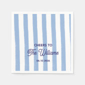 Custom Wedding Blue Stripe Serviette (Vorderseite)