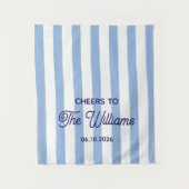 Custom Wedding Blue Stripe Wandteppich (Vorderseite)