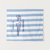 Custom Wedding Blue Stripe Wandteppich (Vorderseite (Horizontal))