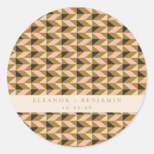Custom Wedding Blush Gold Black Geometric Chic Runder Aufkleber