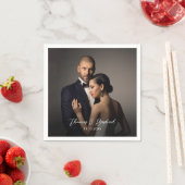 Custom Wedding Bride and Groom's Foto Napkins Serviette (Beispiel)