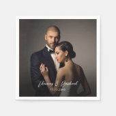 Custom Wedding Bride and Groom's Foto Napkins Serviette (Vorderseite)