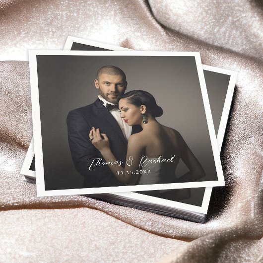Custom Wedding Bride and Groom's Foto Napkins Serviette