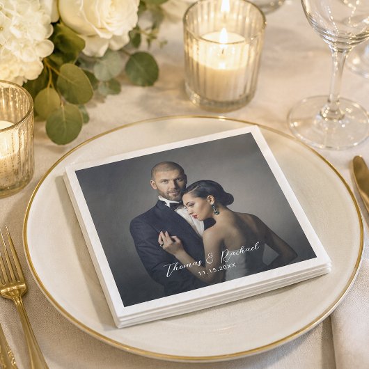Custom Wedding Bride and Groom's Foto Napkins Serviette