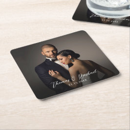 Custom Wedding Bride and Groom's Foto Rechteckiger Pappuntersetzer