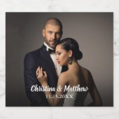 Custom Wedding Bride and Groom's Foto Schaumweinetikett (Einzelnes Label)
