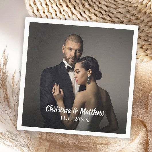 Custom Wedding Bride and Groom's Foto Serviette