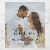 Custom Wedding Bride and Groom's Photo Weinetikett (Einzelnes Label)