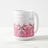 Custom Wedding Bridesmaid Geschenk Pink Bow Coquet Kaffeetasse (VorderseiteRechts)