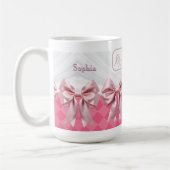 Custom Wedding Bridesmaid Geschenk Pink Bow Coquet Kaffeetasse (Links)