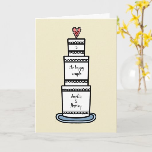Custom Wedding Cake Illustration Wedding Card Karte (Gelbe Blume)
