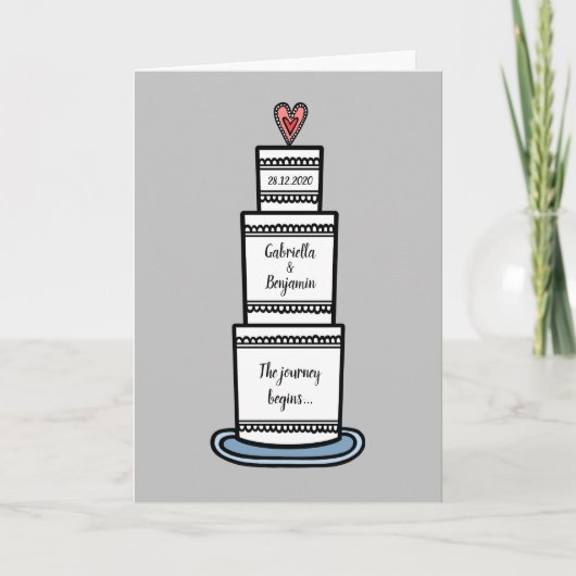 Custom Wedding Cake Illustration Wedding Card Karte (Vorderseite)