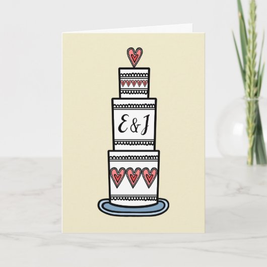 Custom Wedding Cake Illustration Wedding Card Karte (Vorderseite)